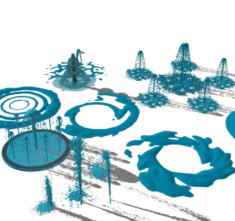 现代喷泉 水 水潭  水纹 水滴